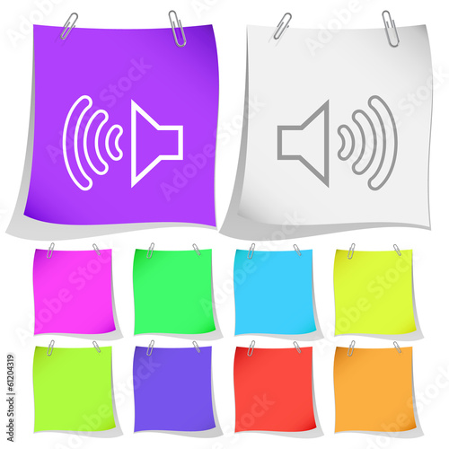 Loudspeaker. Vector note papers.