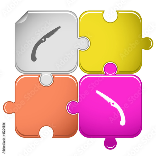 Hand saw. Vector puzzle.