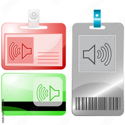Loudspeaker. Vector id cards.