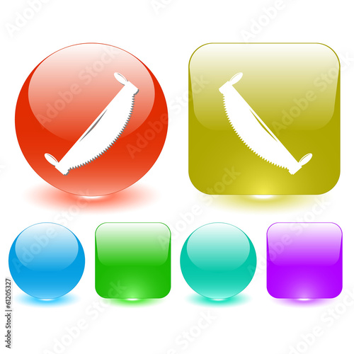 Two-handled saw. Vector interface element.