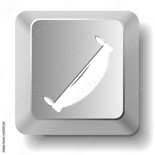 Two-handled saw. Vector computer key.