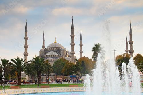 sultanahmet mosque and fountain in istanbul