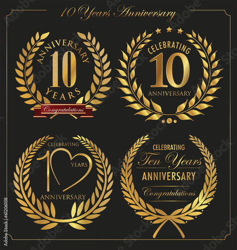 Anniversary golden laurel wreath, 10 years
