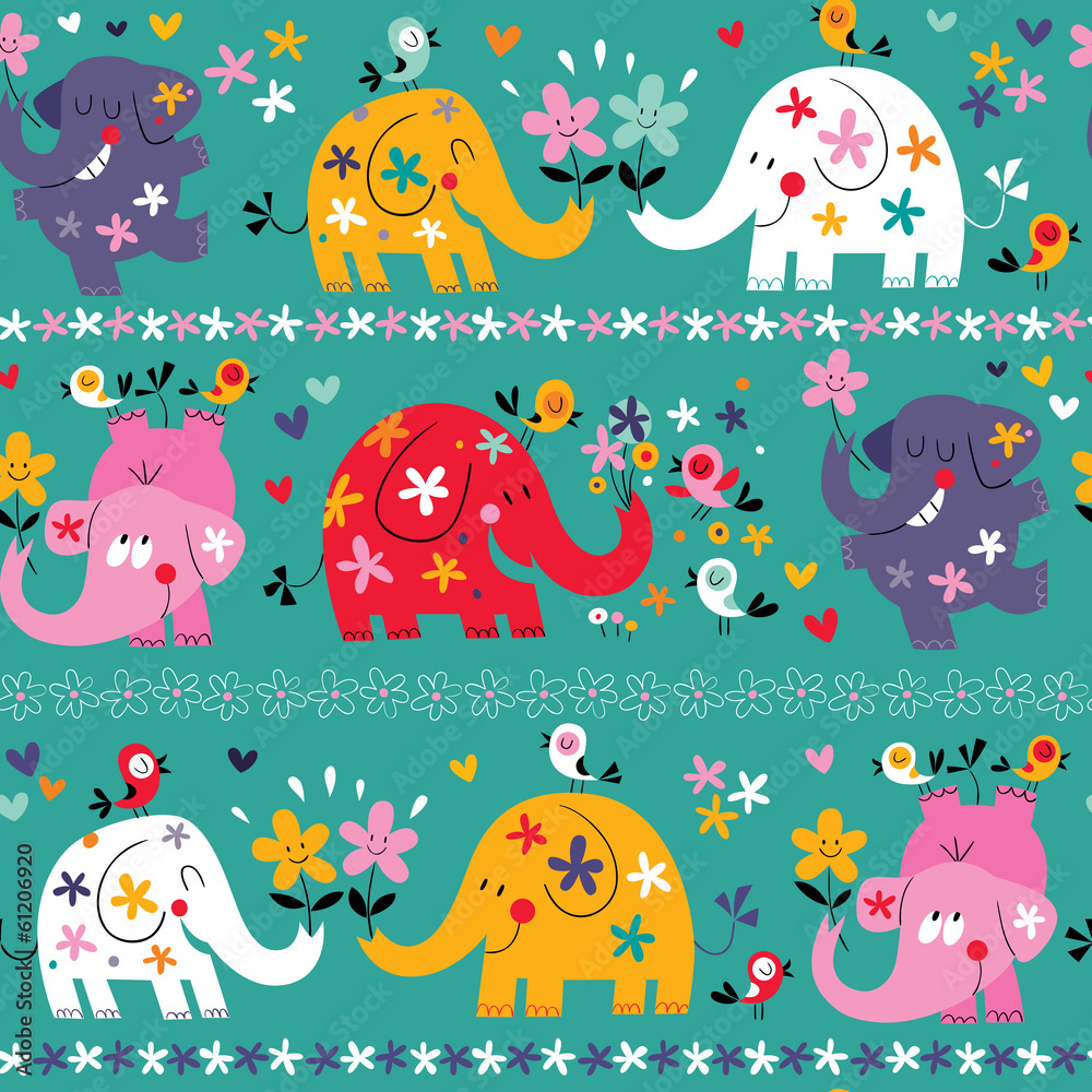 Obraz premium cute elephants pattern
