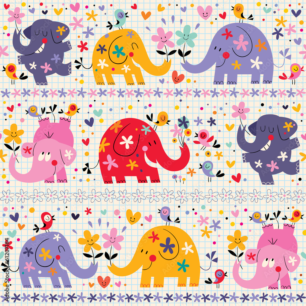 Fototapeta premium elephants pattern