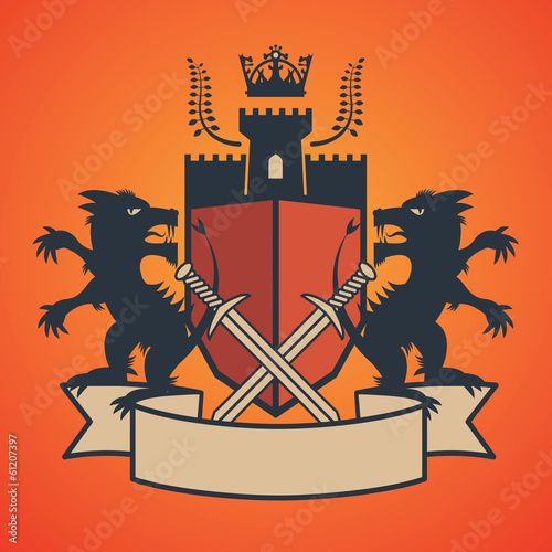 Heraldic emblem, vector illustration