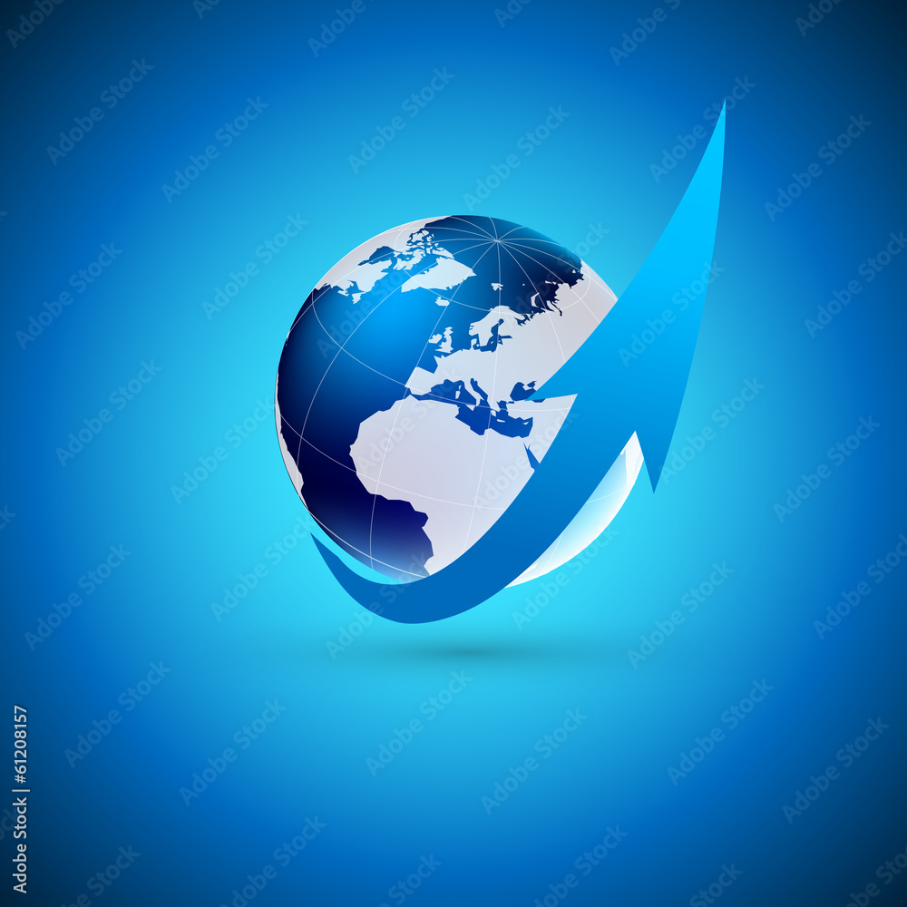 Naklejka premium Globe with arrow