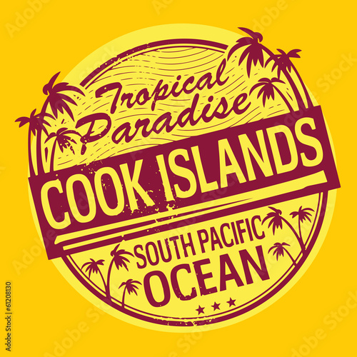 Grunge rubber stamp or label with the name of Cook Islands