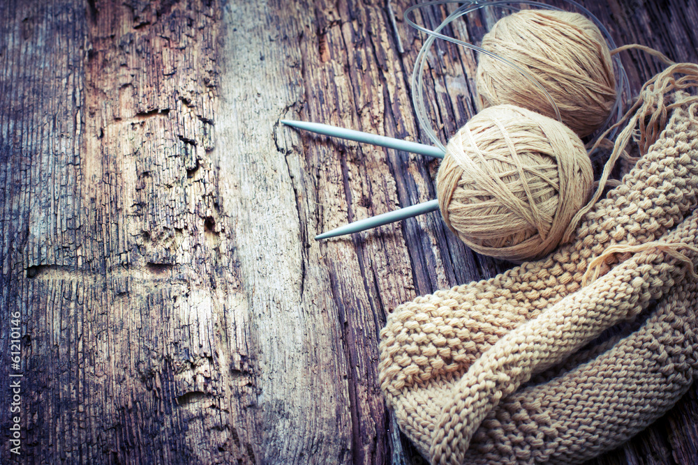 natural wool knitting background - obrazy, fototapety, plakaty 