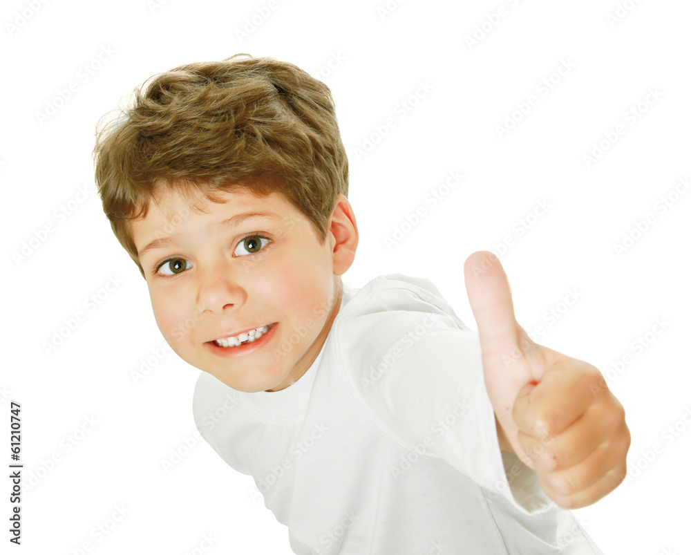 Cute kid showing ok. Isolated on white background. Cute kid showing ok. Isolated on white background.