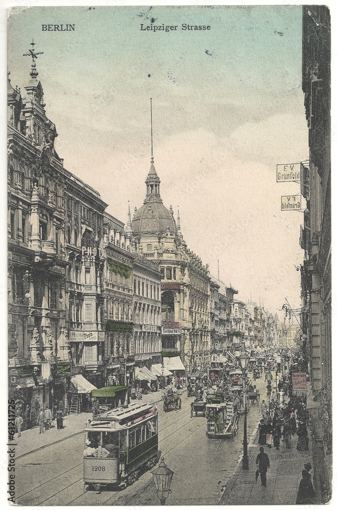Fototapeta premium Leipziger Straße in Berlin 1910 (hist. Postkarte)