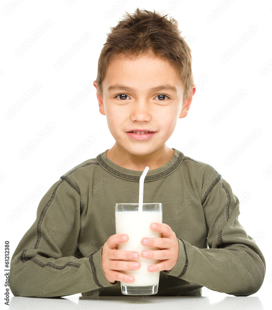 Cute boy with a glass of milk Cute boy with a glass of milk