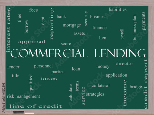 Commercial Lending Word Cloud Concept on a Blackboard photo