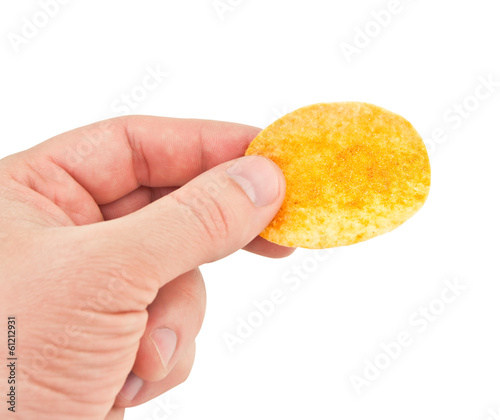 potato chips in hand