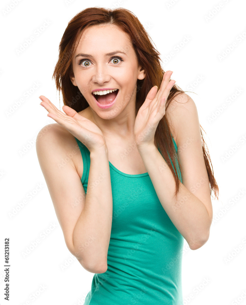 Portrait of a young surprised woman Portrait of a young surprised woman