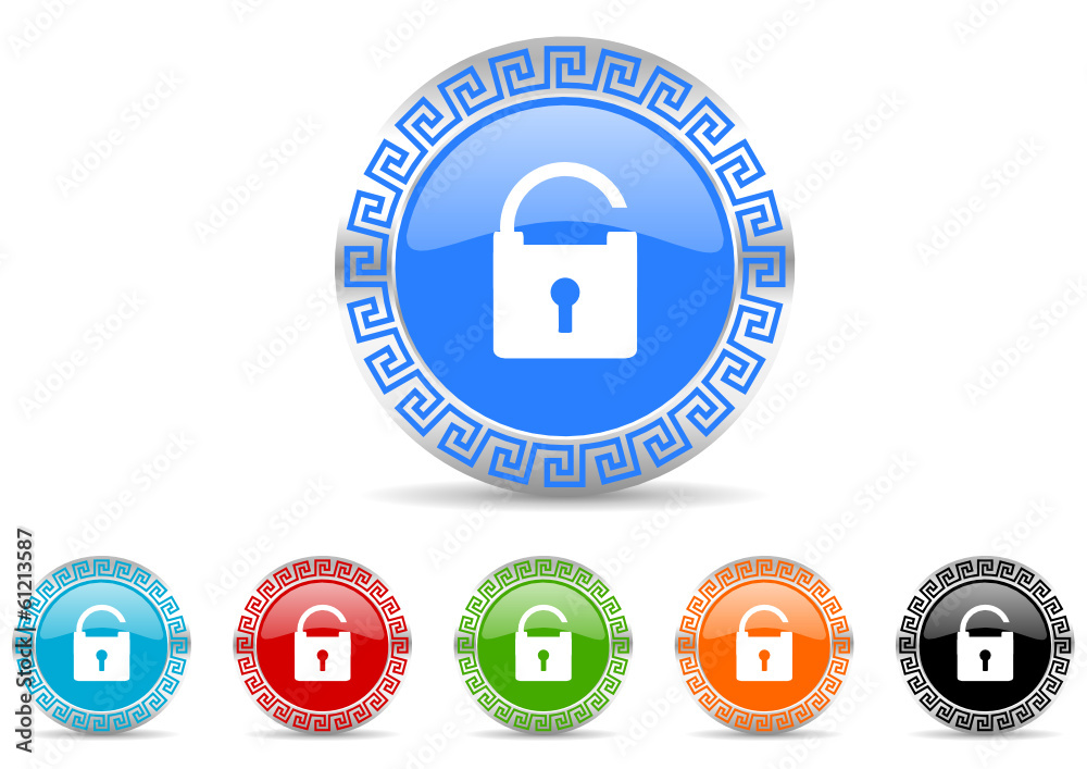 security icon vector set with greek ornament security icon vector set with greek ornament
