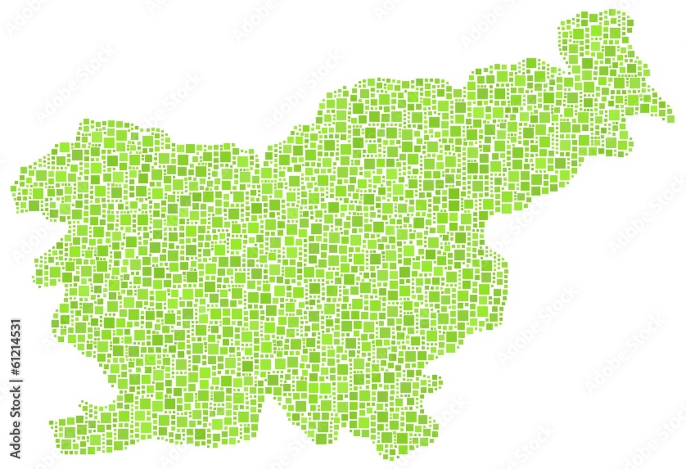 Map of Slovenia - Europe - in a mosaic of green squares