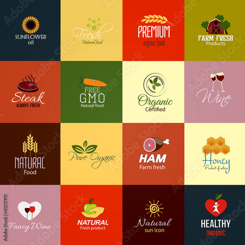 Set of Food and Drinks Labels