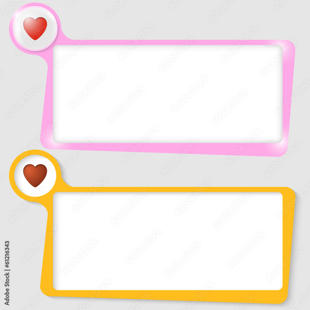 set of two text boxes for text with the heart set of two text boxes for text with the heart