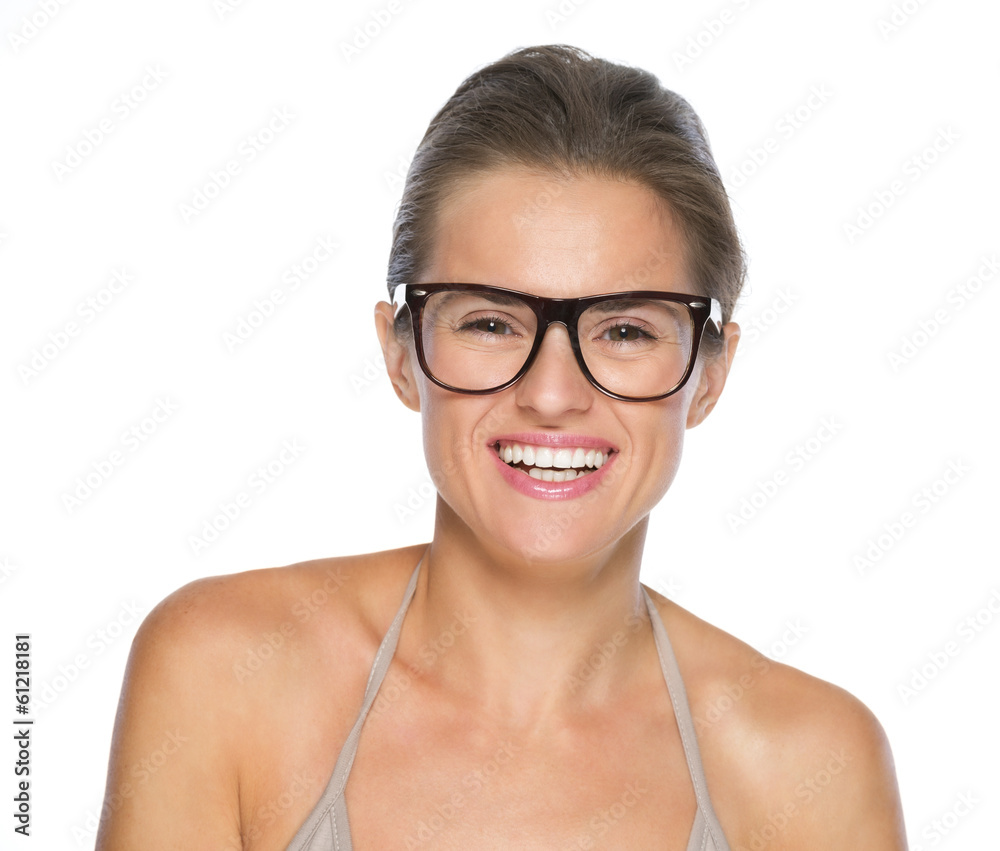 Portrait of smiling young woman in eyeglasses Portrait of smiling young woman in eyeglasses