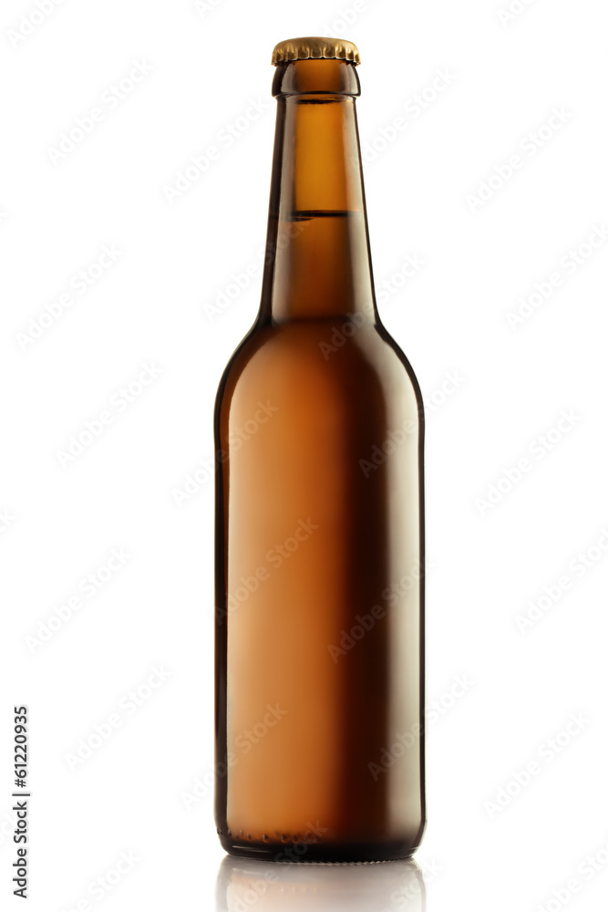 Brown bottles of beer on a white background Brown bottles of beer on a white background