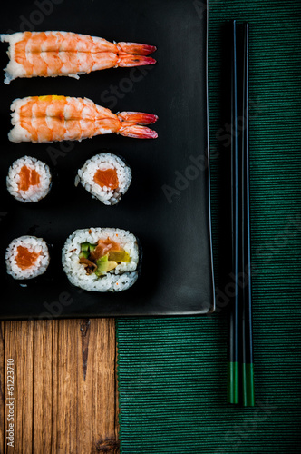 Japanese sushi set, oriental theme