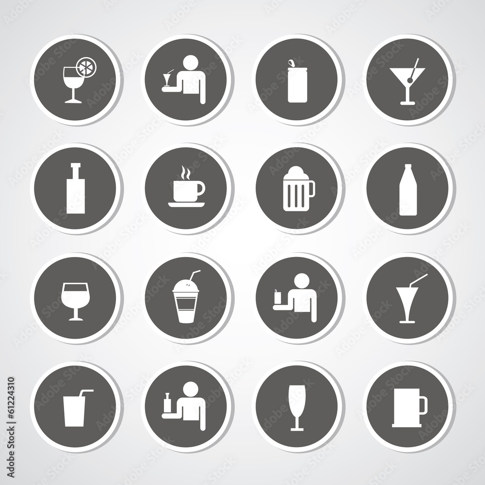 Beverages icons set