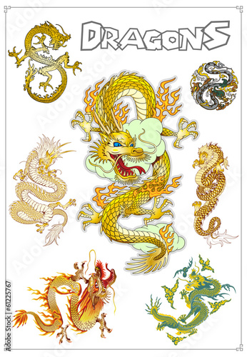 Vector Traditional Asian Dragons