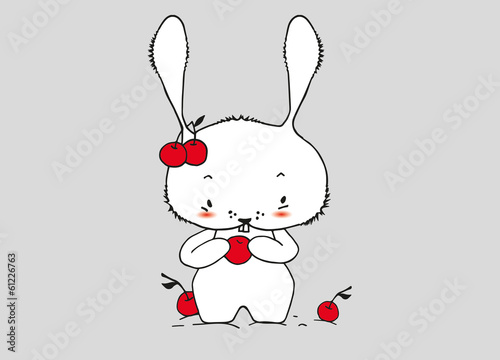 Hase mit Kirschen