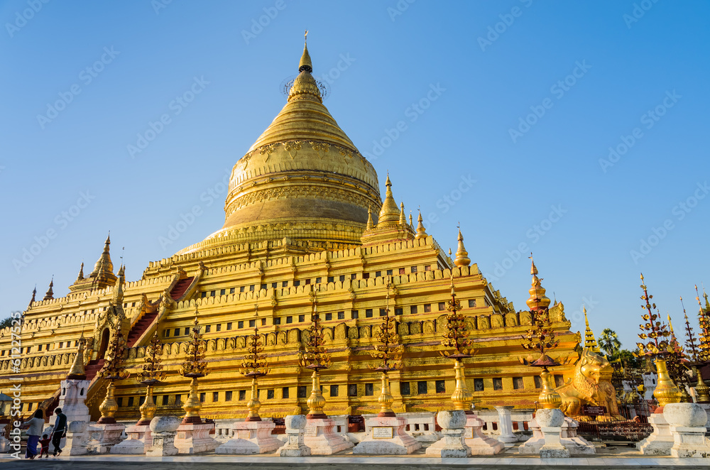 Shwezigon pagoda in Bagan, Myanmar