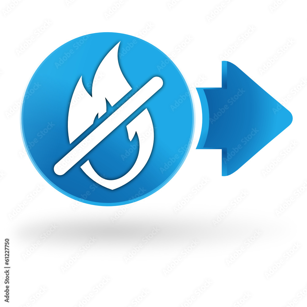 flamme interdite sur symbole web bleu
