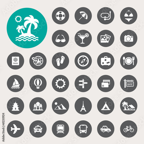 Travel and vacation Icons set