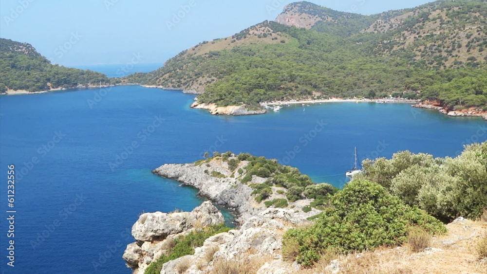 Mediterranean sea landscape view of coast and mountains Mediterranean sea landscape view of coast and mountains