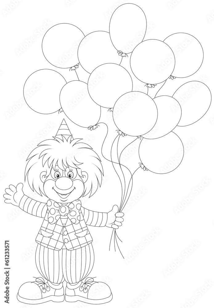 Funny clown holding balloons Funny clown holding balloons