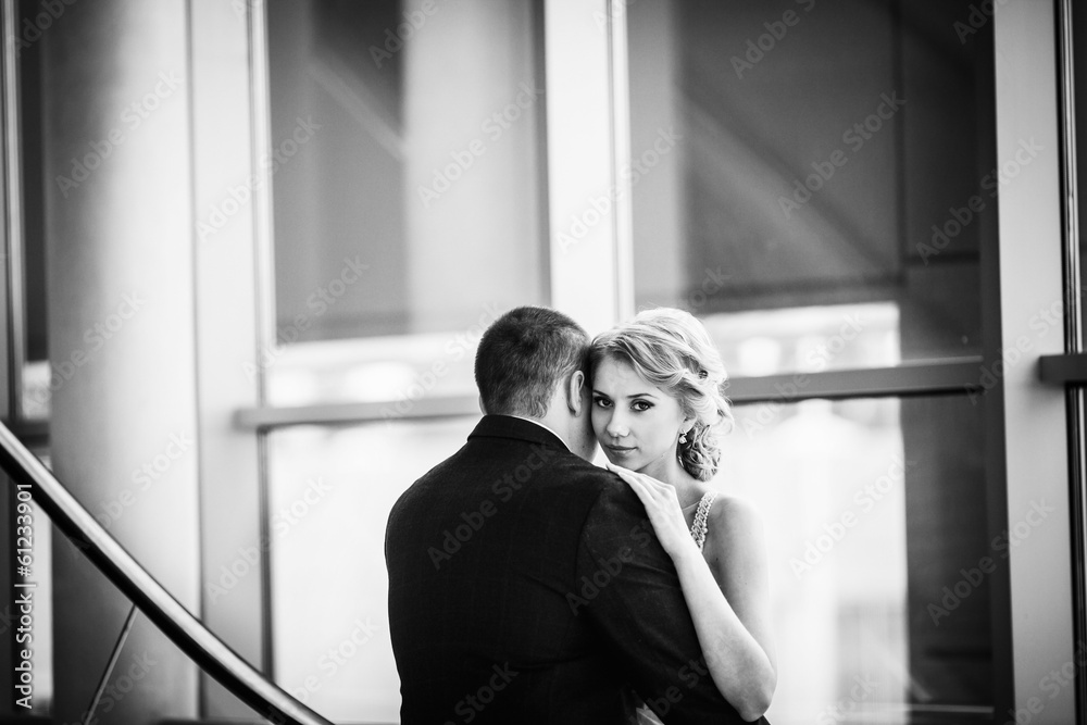 black and white photo with the bride and groom black and white photo with the bride and groom