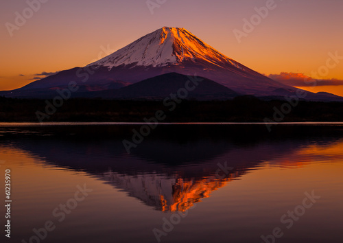 Inverted image of Mt.Fuji - the red sky
