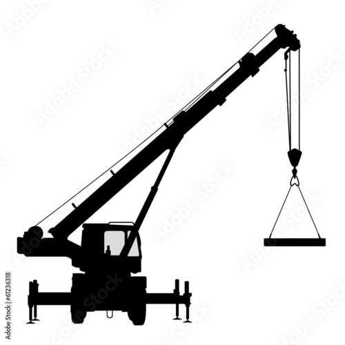 Crane. Silhouette on a white background.