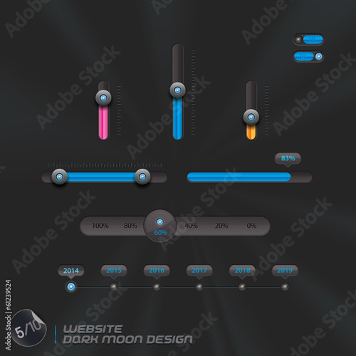 Website Dark Moon Design, Template, Buttons, Sign