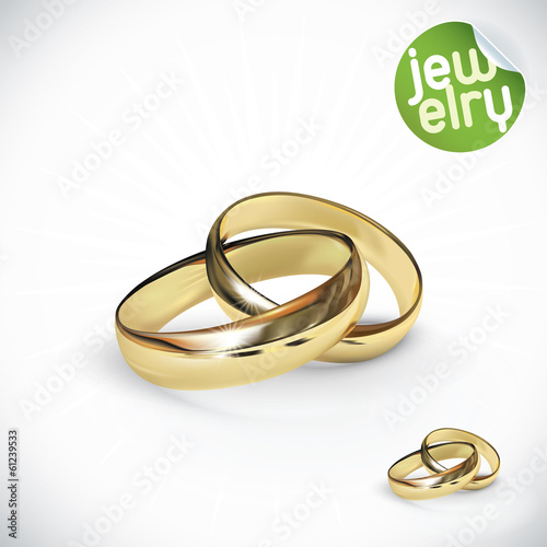 Vector Gold Wedding Rings Illustration, Icons