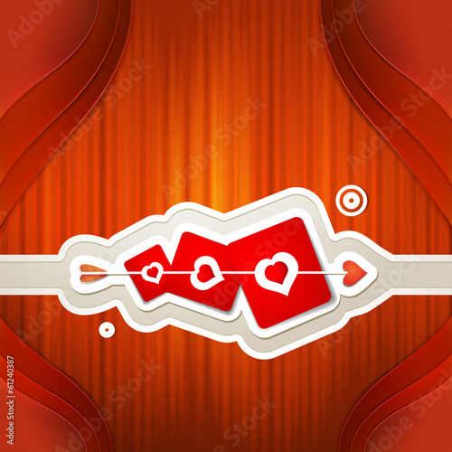 Valentine's day card with hearts and arrow