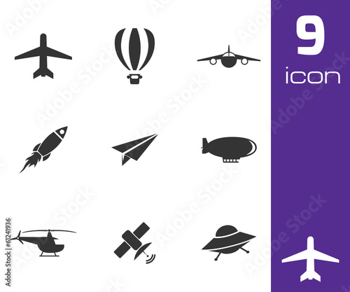 Vector black airplane icons set