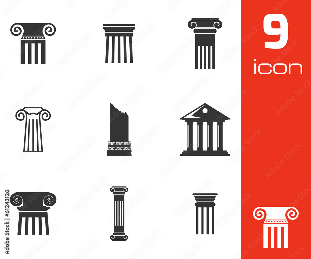 Vector black column icons set Vector black column icons set