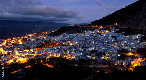 Panorama of blue medina of Chefchaouen, Morocco © Zzvet