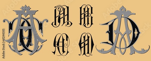 Vintage monogram AA,AB,AC,AD tattoo photo