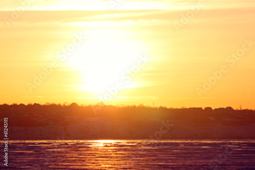 view on riverside at sunset