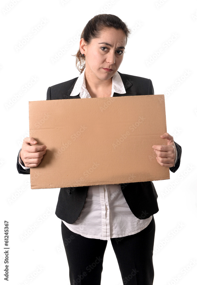 busy business woman working on her laptop blank sign busy business woman working on her laptop blank sign