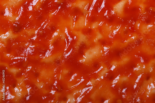 Base for pizza with tomato sauce. Macro © FomaA