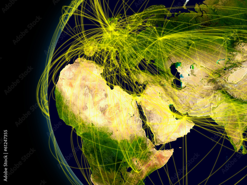 Naklejka premium EMEA region connections