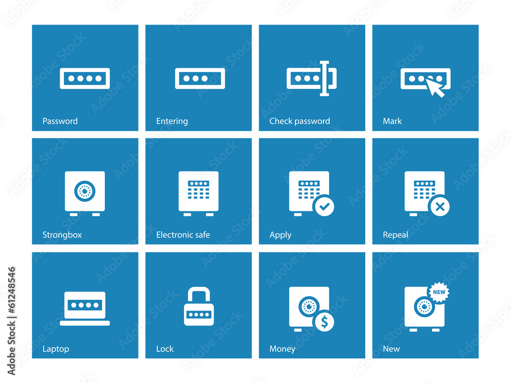 Password icons on blue background. Password icons on blue background.