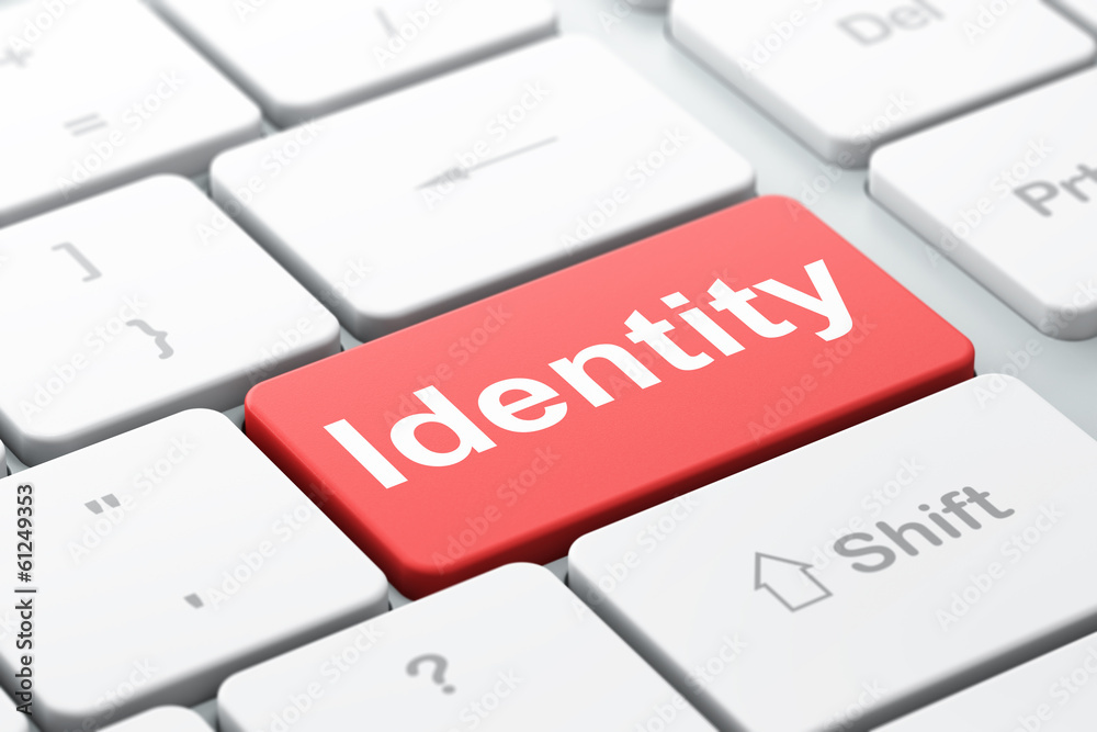 Protection concept: Identity on computer keyboard background Protection concept: Identity on computer keyboard background